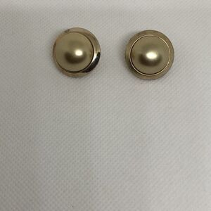 Vintage Barclay Gold Tone Earrings Round Faux Pearl Signed Clip On